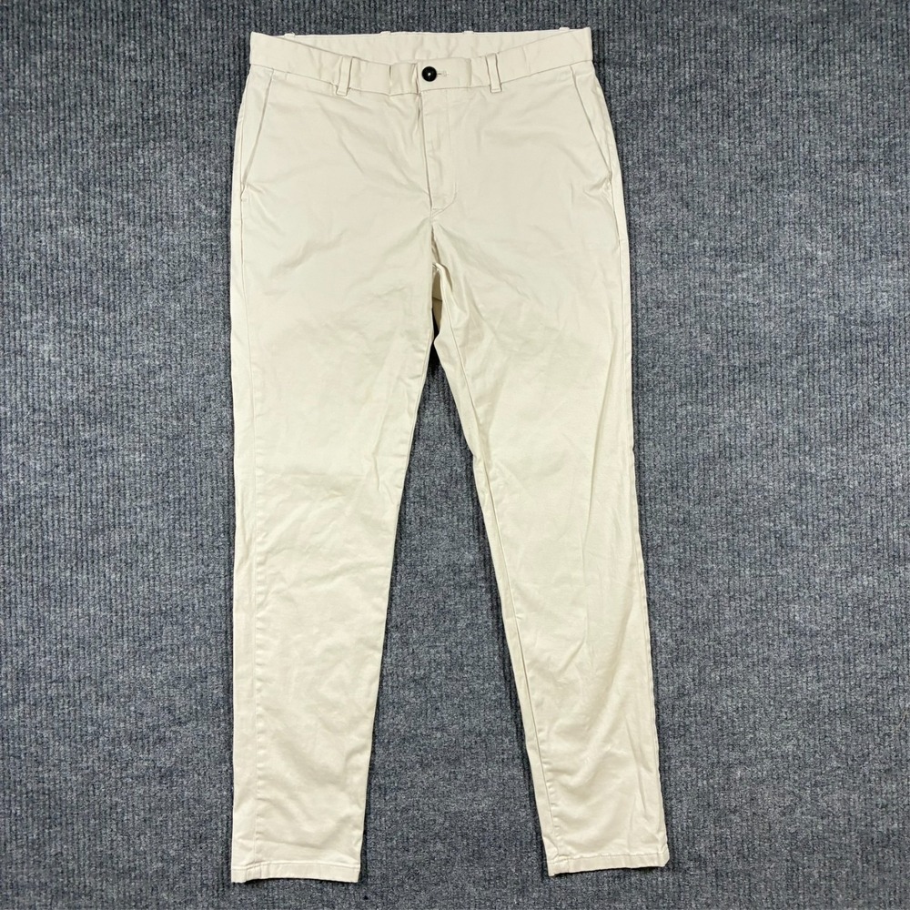 MNG Mango Men Chino Pants Size 34 Slim Fit Beige Stretch Cotton Casual Trousers